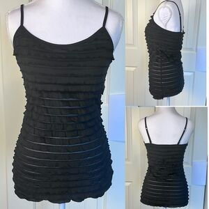 Energie Flutter Ruffle Black Tank Camisole Size Small Y2K